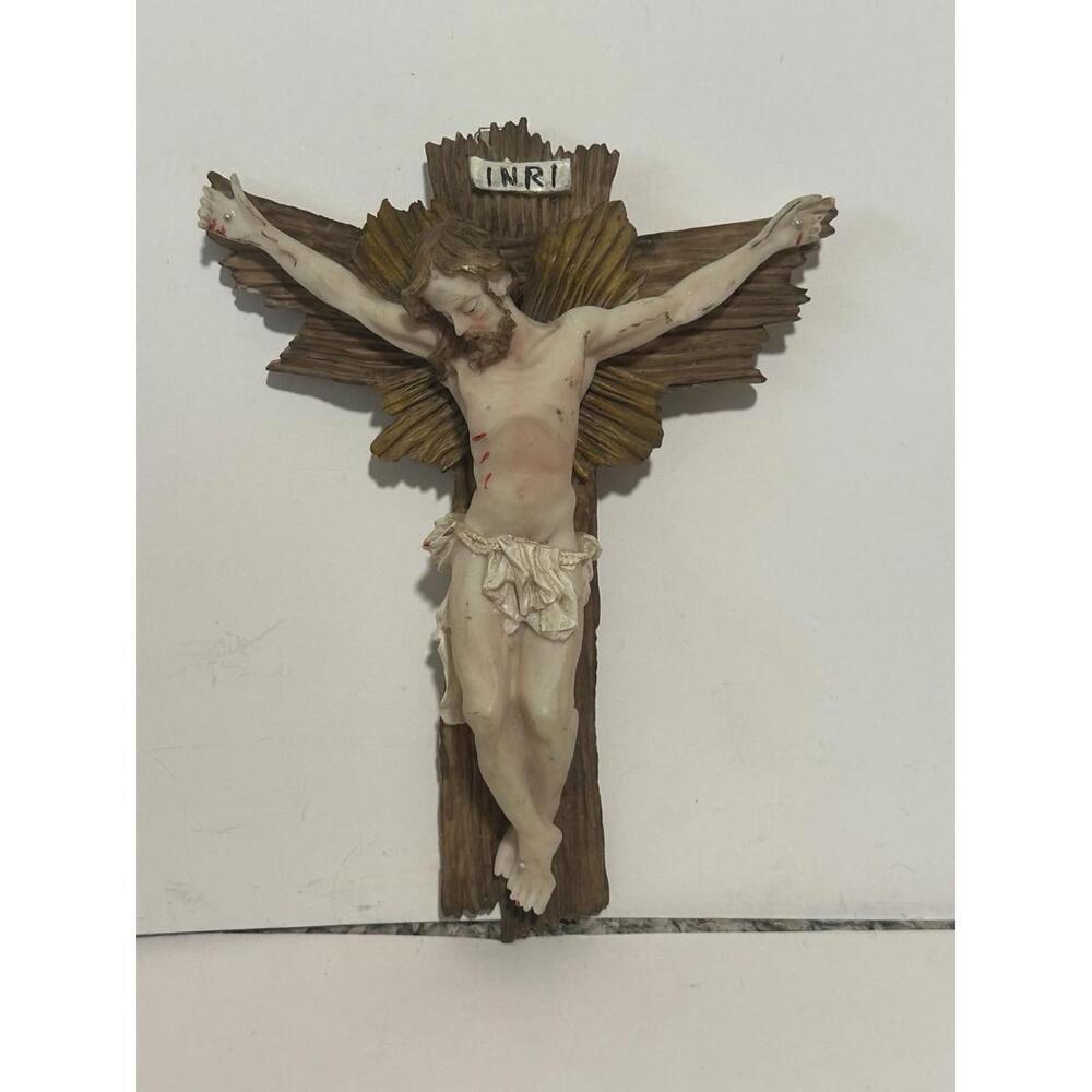 Vintage Resin Wall Crucifix, 9.5” X 6.75”